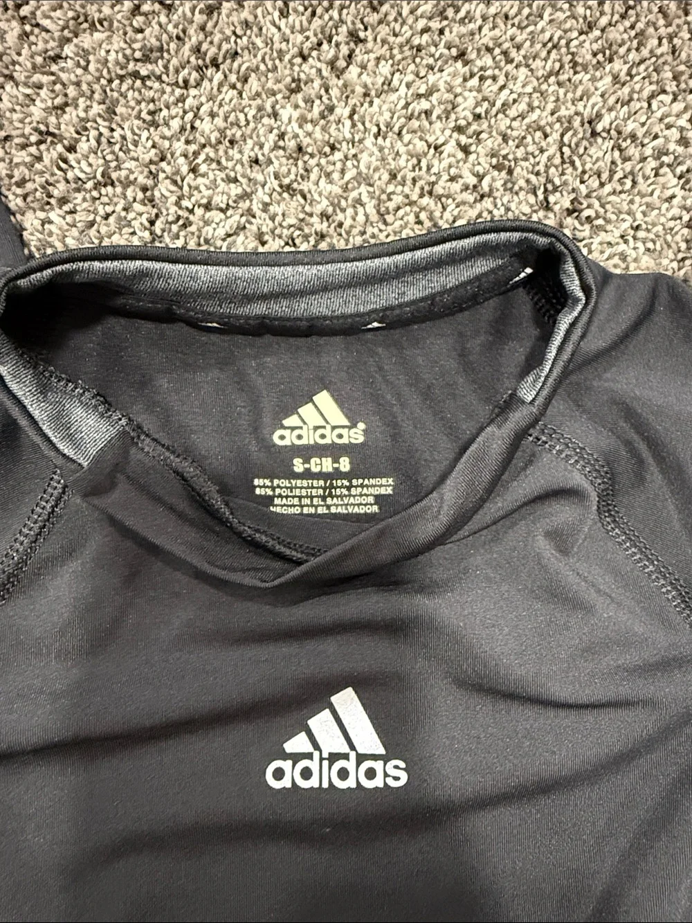 adidas Kids Black Short-Sleeve compression Top. Like new